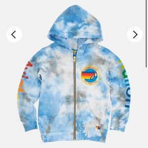 KIDS HAMPTONS ZIP HOODIE TIE DYE CLOUD BLUE SZ 12 - sold out online